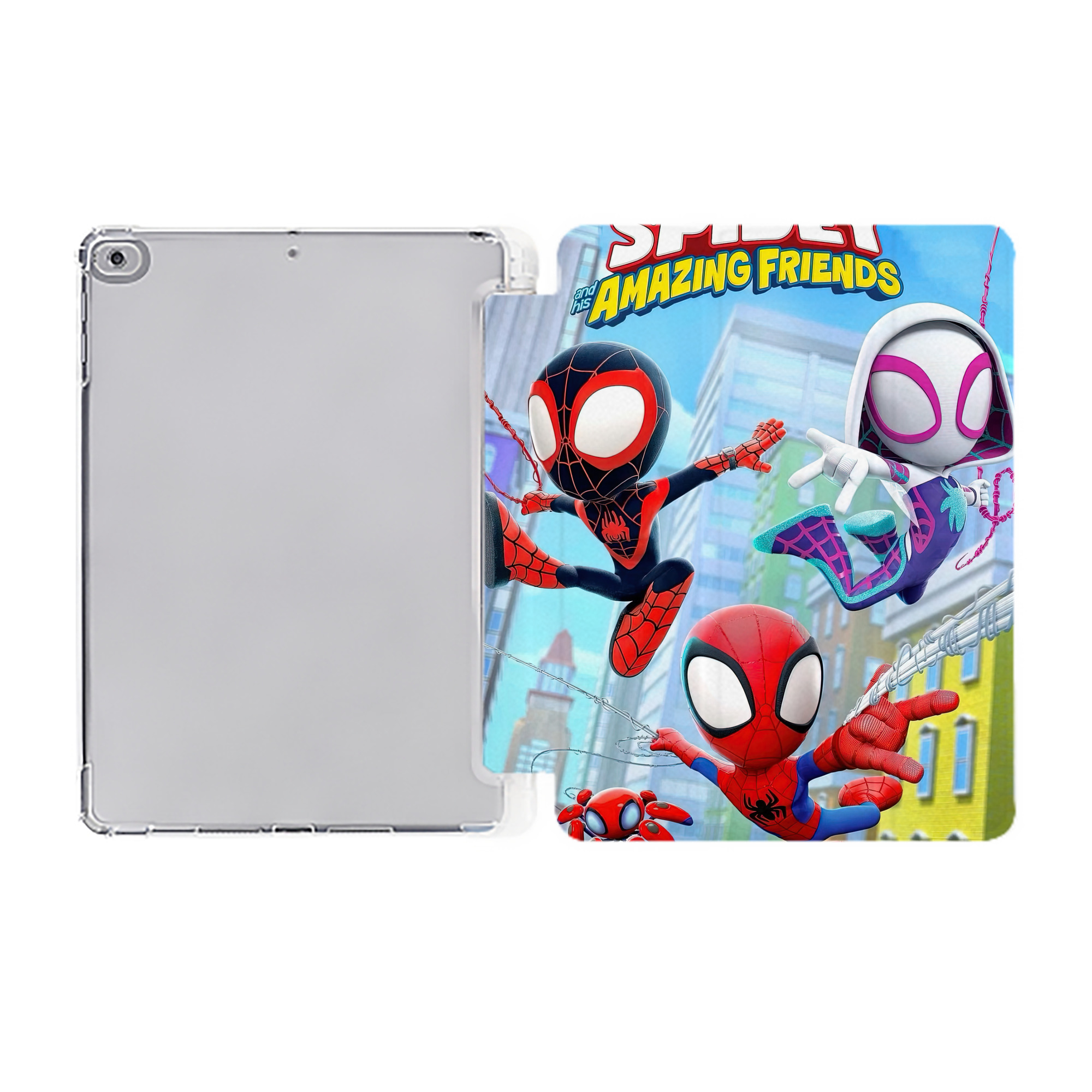（画像用） Spider Man スパイダーマン IPad ケース ペン収納付き 三つ折りスタンド PUレザー×シリコン 対応機種9.5/10.5/10.9インチ